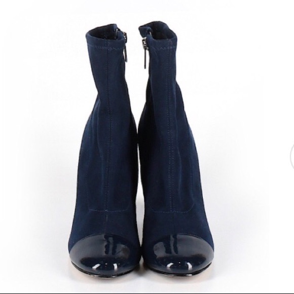 Marc Fisher Heeled Bootie Blue boots 5 Gold Strip - Picture 2 of 2